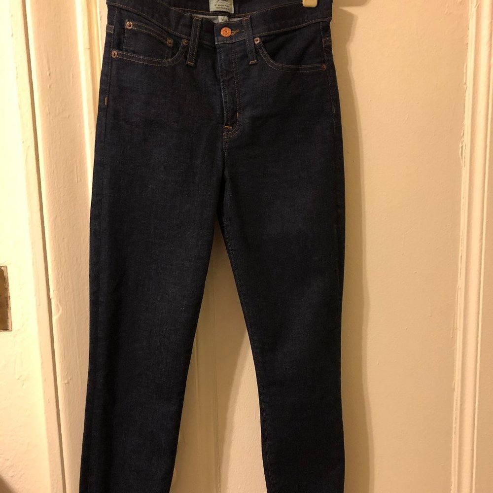 J Crew 9" High-Rise Toothpick Dark Blue Jeans